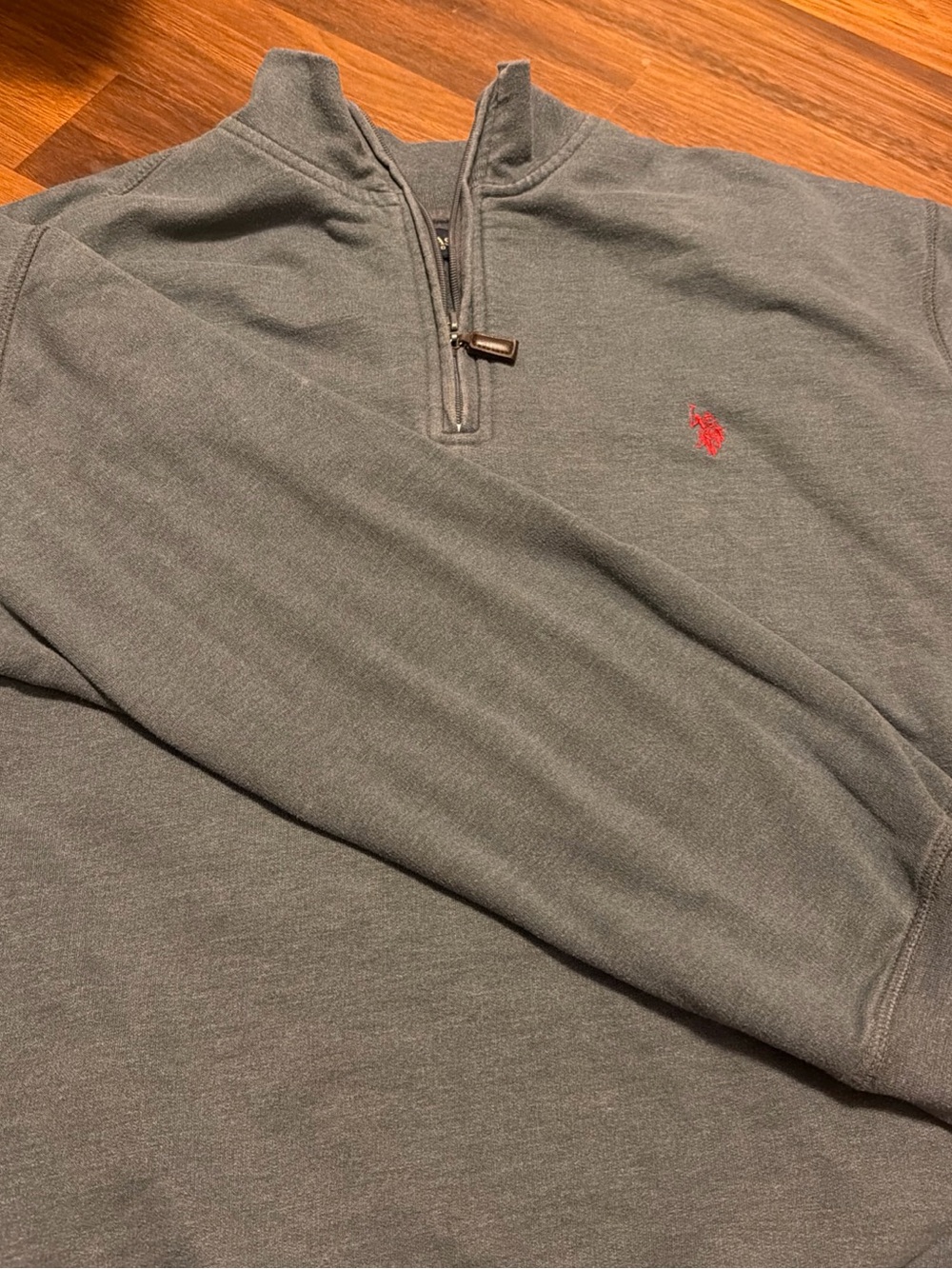 U.S. Polo Assn. Men's Gray Half-Zip Sweater with Red Pony Emblem